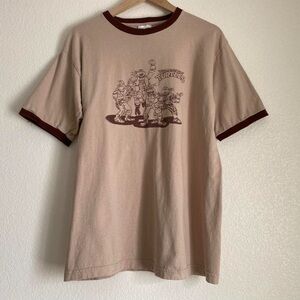 2002 TmNT ringer mono cromatic graphic printed t-shirt, brown, L